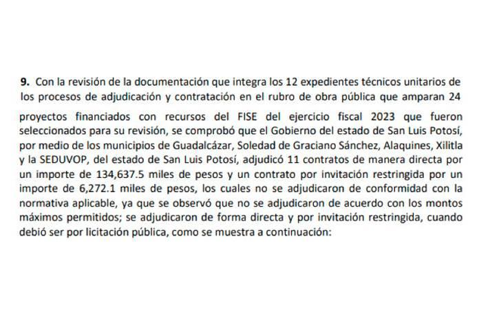 Detecta auditoría contratos irregulares en Gobierno  de Gallardo y el municipio de Soledad